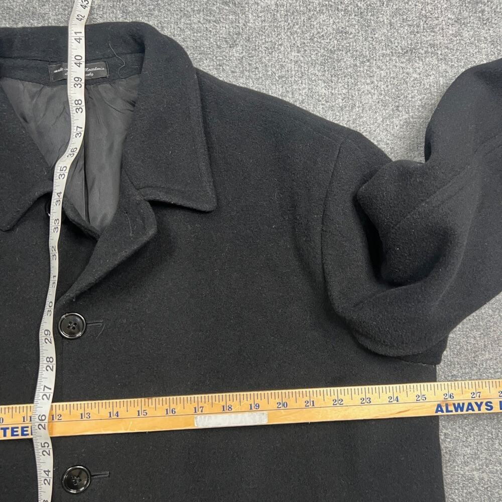 Vintage Andrew Fezza Overcoat Mens 42 Regular Black Cashmere Blend Made Italy - Picture 5 of 12